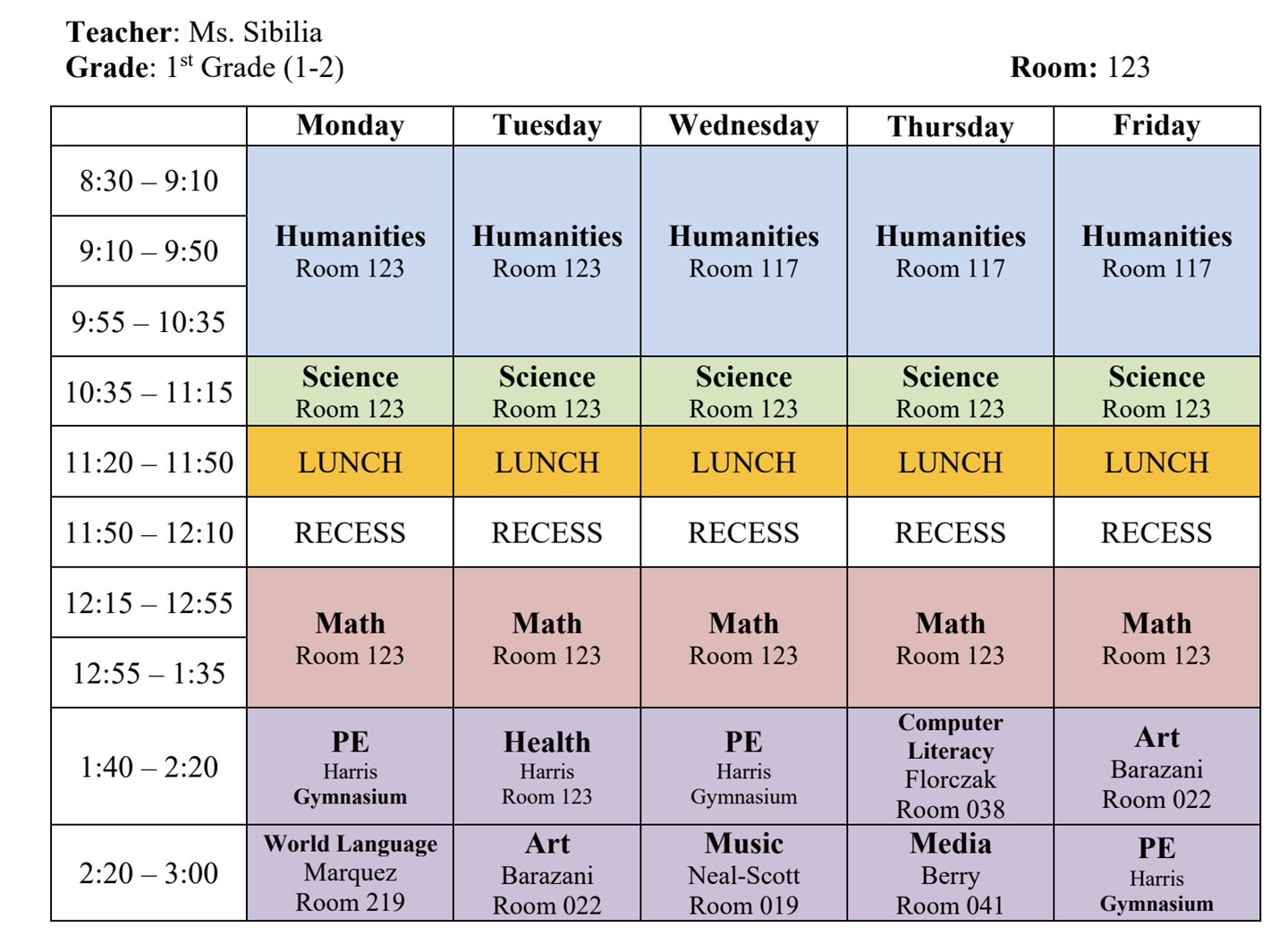 Schedule 2024-2025